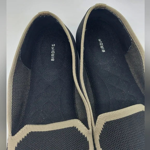 Birdies Blackbird Knit Flats Jet Black With Tan Trim Shoes Women's Size 9 - Picture 10 of 12